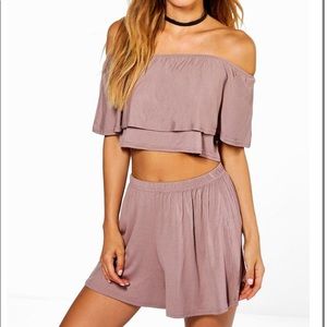 Matching crop top + shorts